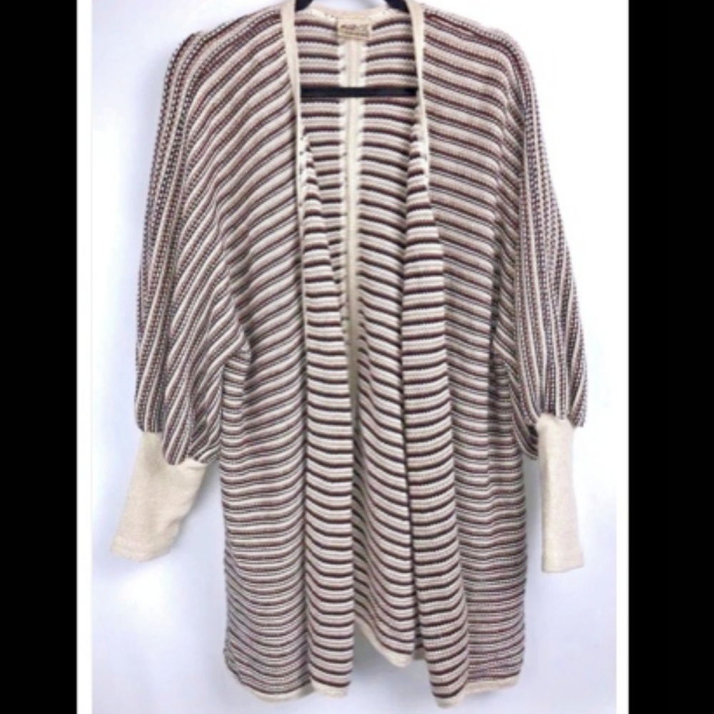 Maryse Cepiere Brown Striped OPEN Cardigan